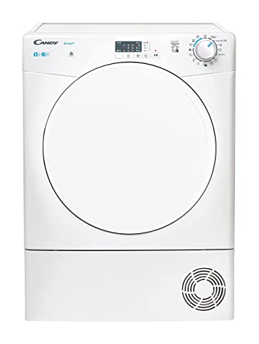 Secadora Candy Smart CSE C8LF-S vista frontal con panel de control y escotilla grande