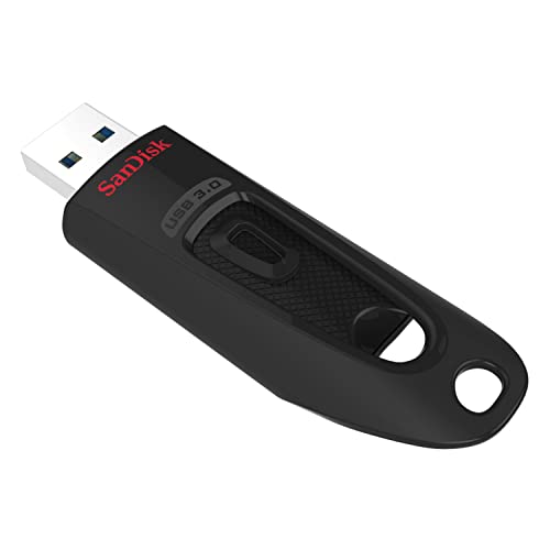 USB Flash Drive SanDisk 64GB con conector USB 3.0 mostrando su diseño y acabados en color negro