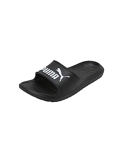 Sandalia PUMA Divecat V2 en color negro, vista frontal con el logo en blanco