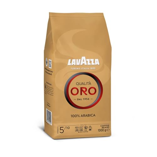 Paquete de 1 kg de café en grano Lavazza Qualità Oro, 100% Arábica, con intensidad 5 de 10