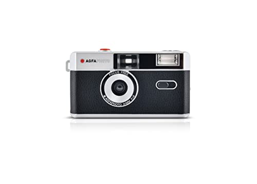 Frontal de la cámara Agfa Vista mostrando su diseño clásico y botón de disparo