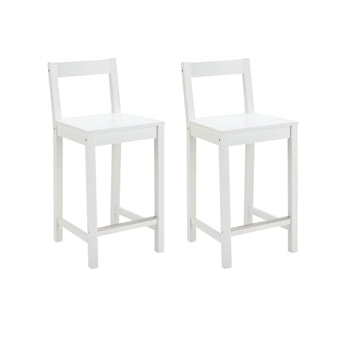 Juego de dos taburetes altos de cocina de color blanco sin reposabrazos