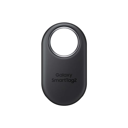 Galaxy SmartTag2 negro vista frontal con logotipo, dispositivo de rastreo Bluetooth por Samsung