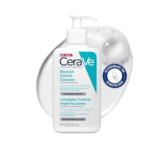 Gel Limpiador Control Imperfecciones de CeraVe con dispensador, recomendado por dermatólogos, 236 ml.