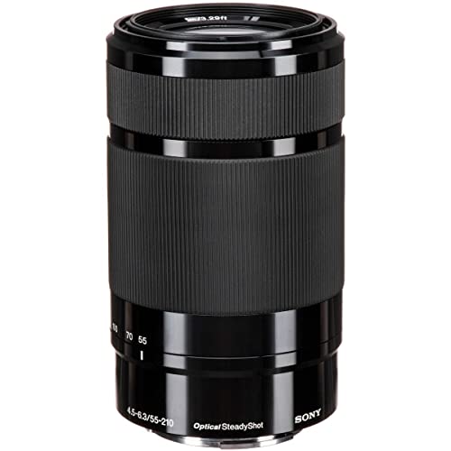 Lente de cámara Sony 55-210mm con su diseño elegante en color negro