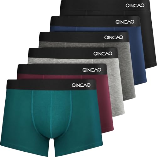 Calzoncillos tipo bóxer QINCAO en paquete de 6 unidades, diversas opciones de color