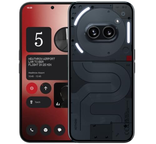 Nothing Phone (2) mostrando su diseño moderno con pantalla AMOLED y cámara dual en la parte trasera