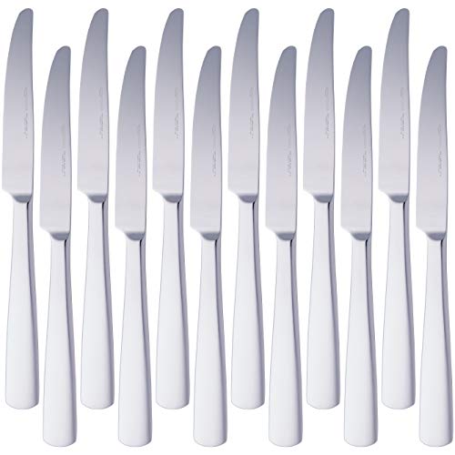 Juego completo de 12 cuchillos de mesa de acero inoxidable de Amazon Basics, perfectos para cualquier ocasión