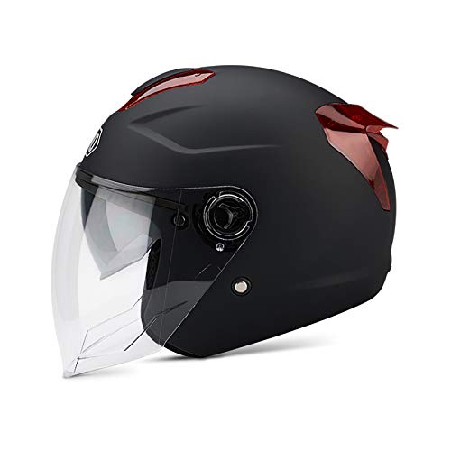Vista lateral del casco LIONCIANO con visera transparente, destacando diseño aerodinámico y color negro mate