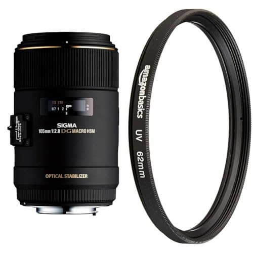 Lente Sigma 105mm f/2.8 DG Macro HSM con filtro UV de AmazonBasics