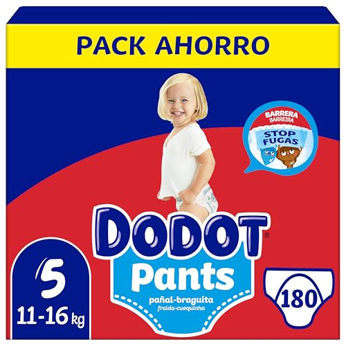 Paquete de ahorro de pañales Dodot Pants tamaño 5 para bebés de 11-16 kg, con 180 unidades