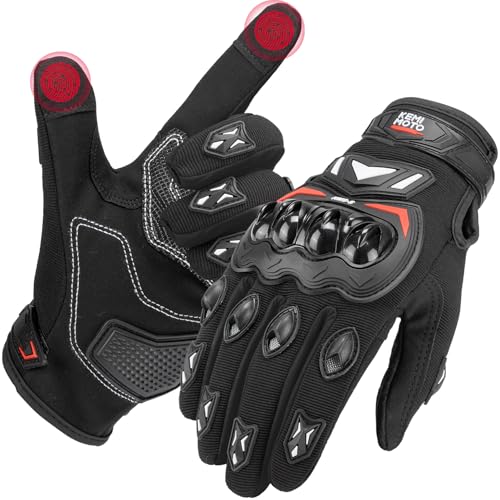 Guantes KEMIMOTO para motocicleta mostrando características de protección y diseño ergonómico