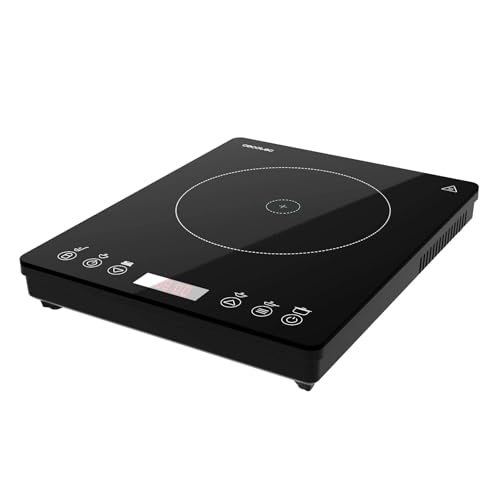 Placa de inducción portátil Cecotec con diseño elegante y funcional en color negro