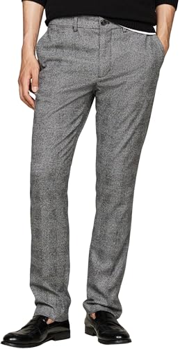 Pantalón de traje de Tommy Hilfiger en color gris cepillado visto desde el frente, mostrando su corte moderno y elegante