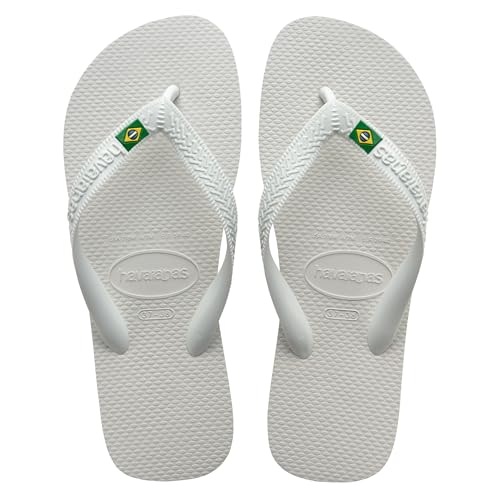 Chanclas Havaianas Top Brasil en color blanco con la bandera de Brasil en las tiras, vista superior