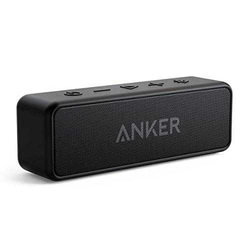 Altavoz Bluetooth Anker Soundcore 2 con controles de reproducción y logo visible en la parte frontal