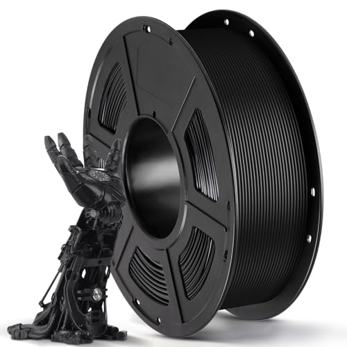 Carrete de filamento PLA negro de 1,75 mm y mano robótica que sujeta el carrete, ideal para impresoras 3D