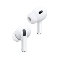 AirPods Pro 2 en color blanco, mostrando las almohadillas de silicona y el diseño ergonómico