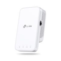 Repetidor WiFi TP-Link RE330 en vista lateral mostrando el diseño moderno y puerto Ethernet