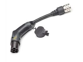 Conector Juice Type 2 para carga de vehículo eléctrico, con diseño ergonómico y cable.