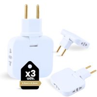 Ladrón de enchufes plano múltiple de 3 tomas con diseño compacto y cabezal giratorio de 180º, ideal para espacios reducidos