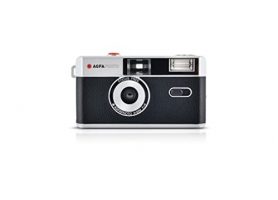 Frontal de la cámara Agfa Vista mostrando su diseño clásico y botón de disparo