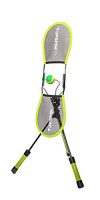 Entrenador de tenis TopspinPro en vista frontal con pelota de entrenamiento visible