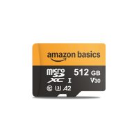 Imagen de la tarjeta micro SDXC de 512 GB de Amazon Basics con su diseño y especificaciones visibles