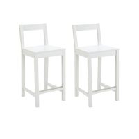 Juego de dos taburetes altos de cocina de color blanco sin reposabrazos