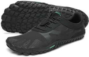 Zapatillas SAGUARO Barefoot para trail running con suela antideslizante, vista desde abajo.