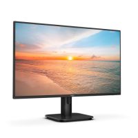 Monitor Philips 24E1N1100A visto de frente con impresionante calidad de imagen y color en el fondo al atardecer