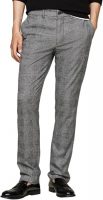 Pantalón de traje de Tommy Hilfiger en color gris cepillado visto desde el frente, mostrando su corte moderno y elegante
