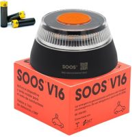 Luz de emergencia SOOS V16 con caja y pilas AA incluidas, visible a 1 km de distancia