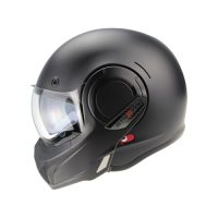 Casco modular VPR F242 en ángulo lateral izquierdo, diseñado para motociclistas, con visor transparente