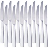 Juego completo de 12 cuchillos de mesa de acero inoxidable de Amazon Basics, perfectos para cualquier ocasión
