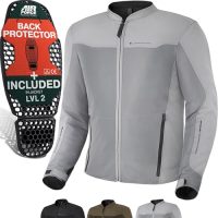 Chaqueta SHIMA OpenAIR para moto en color gris con protector de espalda nivel 2 incluido y diseño ventilado.
