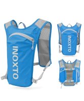 Mochila de running INOXTO en color azul con diseño ergonómico, vista frontal y lateral para mostrar su funcionalidad y comodidad.