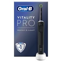 Cepillo de dientes eléctrico Oral-B Vitality Pro presentado en su caja original, mostrando su diseño moderno y funcionalidad