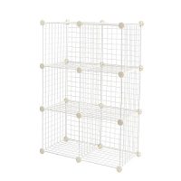 Estante apilable de rejilla de alambre blanco de 6 cubos, ideal para almacenamiento