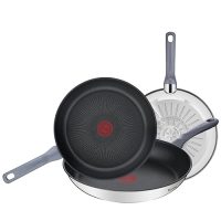 Juego de 3 sartenes Tefal Daily Cook de 20, 24 y 26 cm en acero inoxidable con revestimiento antiadherente.