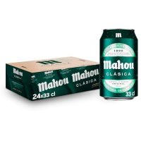 Pack de 24 latas de cerveza Mahou Clásica de 33 cl, cerveza dorada lager de 4,8% de alcohol