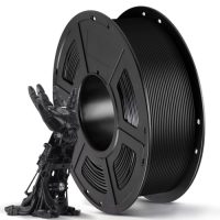 Carrete de filamento PLA negro de 1,75 mm y mano robótica que sujeta el carrete, ideal para impresoras 3D