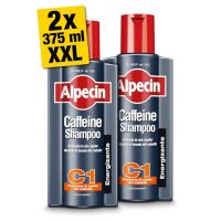 Pack doble de Alpecin Caffeine Shampoo de 375 ml cada uno, previene la caída del cabello