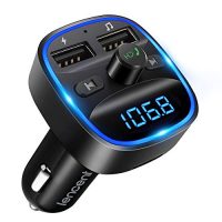 Transmisor FM Bluetooth LENCENT T25 con doble puerto USB y pantalla digital en color negro