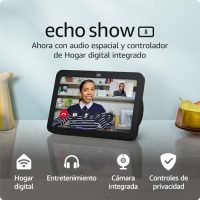 Echo Show 8 mostrando videollamadas, hogar digital y controles de privacidad
