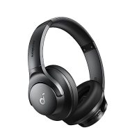 Auriculares Soundcore Q20i de Anker en color negro vistos desde un lateral, mostrando diseño moderno y elegante.