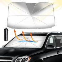 Parasol coche D-Lumina instalado en el parabrisas de un SUV, mostrando su capacidad de protección solar.