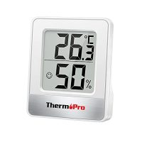Termómetro digital ThermoPro mostrando 26.3°C y 50% de humedad en pantalla LCD