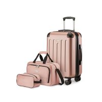 Juego de equipaje de mano como maleta, bolsa de mano y bolsa de viaje compacta en color oro rosa