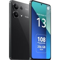 Smartphone Xiaomi Redmi Note 13 en color negro con pantalla AMOLED de 6.67 pulgadas y 256 GB de almacenamiento